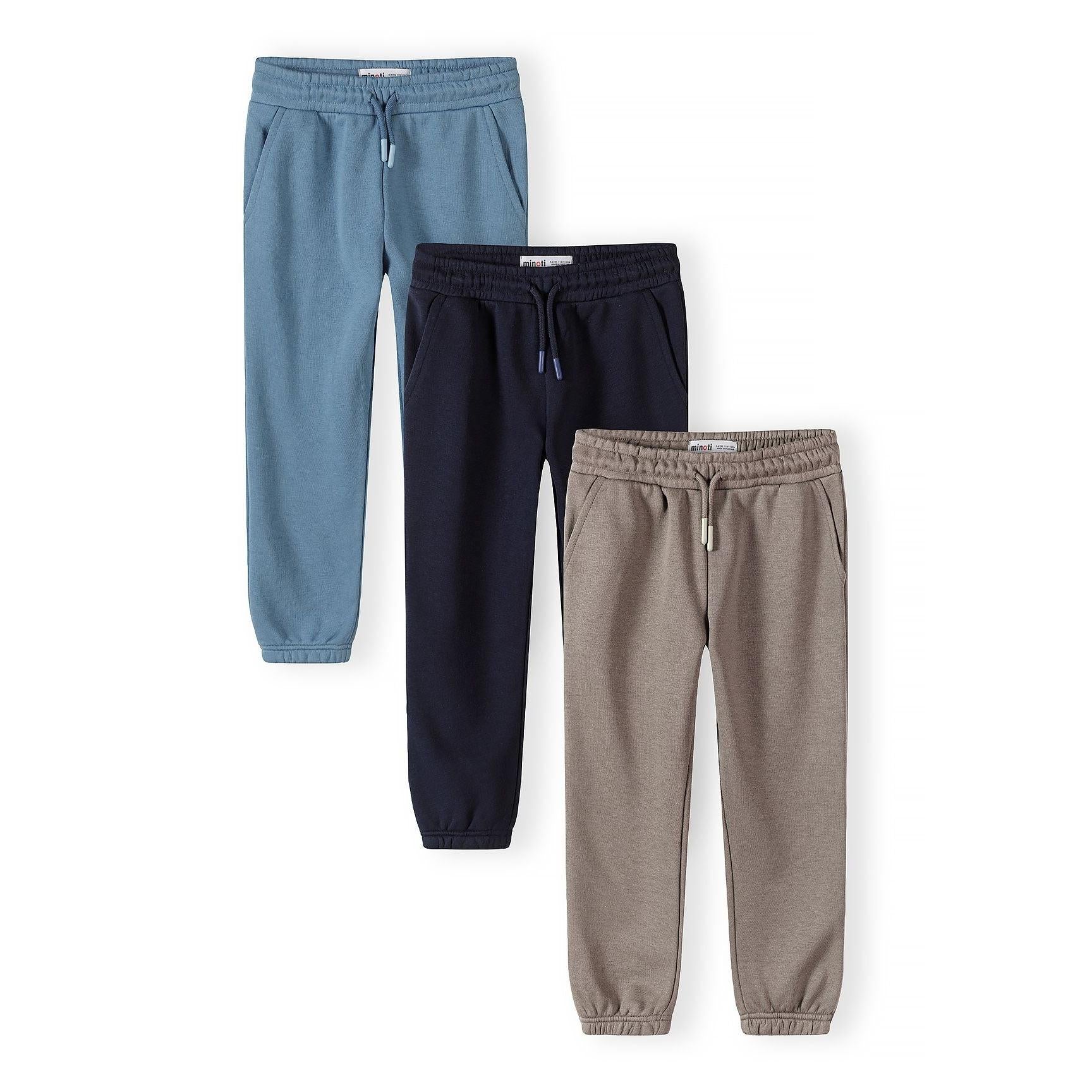 3er-Pack Jogginghosen in Blau und Beige mit elastischem Bund (3–15 Jahre)