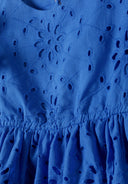 Mädchen Kleid mit Broderie Anglaise Blau Kurze Rüschenärmel 2–8 Jahre – Minoti