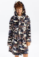 Bademantel Jungen Fleece Camouflage Kapuzenweicher Morgenmantel – Minoti