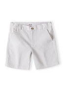 Stone striped tailored boys cotton shorts with adjustable waist and classic button design