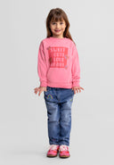 Mädchen-Sweatshirt mit Raglanärmeln und Frontdruck, pink, 3 Monate bis 7 Jahre