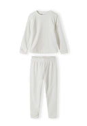 Girls long sleeve pyjama set in cream with ribbed cuffs and elasticated waistband.