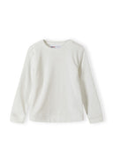 Girls long sleeve cream pyjama top with ribbed cuffs and star pattern detail.