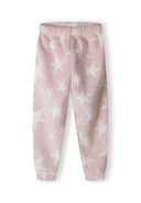 Girls' pink pyjama bottoms with white star pattern, back view.