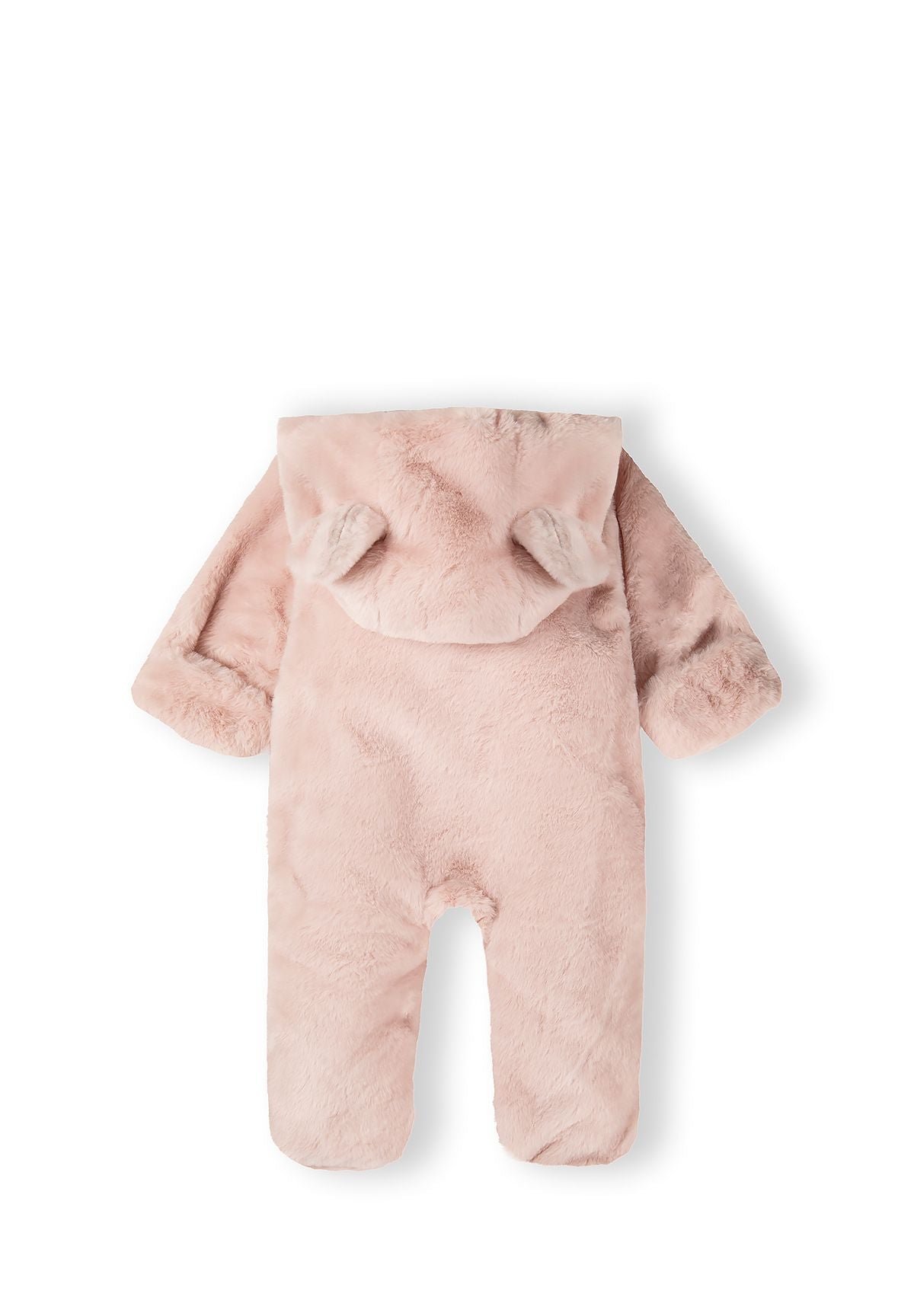 Close-up detail of light pink faux fur texture showing the soft plush material and cotton jersey lining underneath