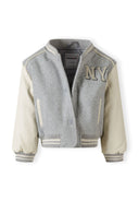 Girls baseball style jacket with faux leather sleeves grey 2-14y in kids and baby fashion style by MINOTI