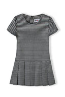 Girls dress dogtooth pattern pleated skirt black 3-14y with short sleeves and comfortable fit for easy movement.