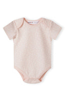 Light pink girls short sleeve bodysuit multipack with printed patterns, made from soft cotton for sizes 0-18m.
