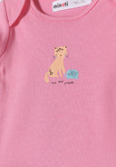 Girls short sleeve bodysuits 4 pack purple 0-24m in soft pink cotton jersey with a playful cat design. Perfect for infants.