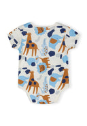 Boys short sleeve bodysuit 2 pack light blue 0-24m, patterned with colorful animals, made from soft cotton for comfort.