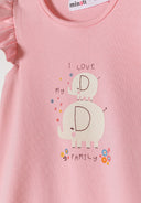 Girls 2 pack romper set frill sleeves light pink 0-24m, featuring cute elephant print and frilled sleeve details. Soft cotton fabric ensures comfort.