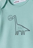 Boys 2 pack short sleeve bodysuits with prints grey 0-24m featuring a playful dinosaur graphic on soft mint cotton.