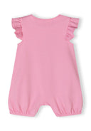 Girls romper 2 pack frill sleeves purple 0-24m featuring pink frilled sleeves and elasticated legs for comfort.