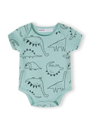 Boys 2 pack short sleeve bodysuits envelope shoulders mint 0-24m with dinosaur prints, made from breathable fabric for comfort.
