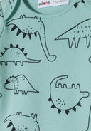 Boys 2 pack short sleeve bodysuits envelope shoulders mint 0-24m featuring playful dinosaur prints on breathable cotton fabric.