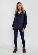 Women packaway waterproof jacket with zipped pockets navy 36-48 featuring a lightweight design and zipped pockets for convenience.