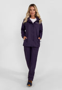 Women packaway waterproof overpants adjustable cuffs purple 36-48. Lightweight waterproof trousers in vibrant purple with adjustable cuffs.