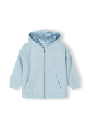 Girls oversized zip-through hoodie in light blue with a front pocket and ribbed cuffs.