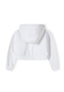 Back view of a white girls' zip-through hoodie with ribbed cuffs.