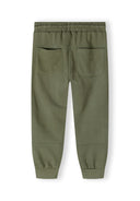 Boys joggers in khaki, back view with elasticated waistband and two pockets.