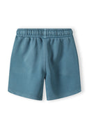 Boys shorts set in blue, back view, featuring elasticated waistband and side pockets.