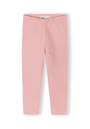 Soft pink girls jersey leggings with stretch cotton blend fabric and simple, comfortable design for kids aged 3 to 15 years