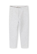 Light grey soft cotton blend girls leggings with a comfortable stretch design for everyday wear.