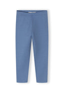 Blue stretch jersey leggings for girls with a comfortable cotton blend and simple, versatile design.