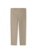 Beige ribbed stretch leggings for girls with a soft cotton blend showcasing a simple, comfortable design