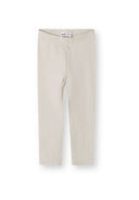 Beige ribbed kids leggings with stretch fabric, designed for comfort and style in casual children's fashion.