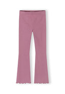 Girls ribbed pink flare leggings with elasticated waistband and scalloped hem kids fashion