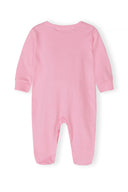 Baby girl long-sleeve sleepsuit in soft pink with footed design, perfect for comfortable sleepwear for infants.