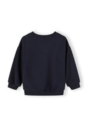 Navy blue boys sweatshirt with ribbed cuffs and hem showcasing a simple, cozy design for kids fashion.