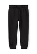 Black boys joggers with elastic waistband and ribbed cuffs, featuring a comfortable and practical design.