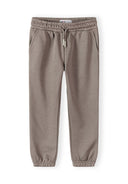 taupe boys joggers with elastic waist and ankle cuffs featuring a simple, classic design for kids fashion