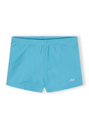 Turquoise boys swim shorts with a simple design, suitable for kids aged 3 to 14 years in kids fashion.