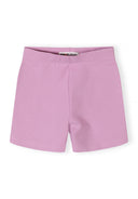 Soft lilac cotton stretch cycle shorts for girls with a simple, comfortable design for kids and baby fashion.