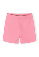 Pastel pink cotton stretch bike shorts with simple design for girls aged 3 months to 7 years in kids fashion.