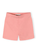Pastel pink cotton stretch bike shorts for girls with a simple, comfortable design for active kids.