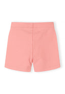 Pastel pink cotton stretch bike shorts for girls with a simple, comfortable design for active wear.