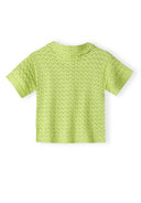 Light green kids knit top featuring intricate pointelle design for stylish and breathable comfort.