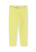 Bright pastel yellow leggings for girls with a comfortable elasticated waistband, designed for kids and baby fashion.