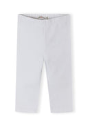 White girls capri leggings with elasticated waistband, simple and comfortable design for kids and baby fashion.
