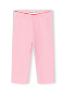 Pink capri leggings for girls with simple, comfortable design and elasticated waistband for easy fit.