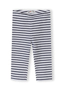 Navy and white striped kids capri leggings with a simple, clean design for casual wear.