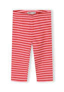 Pink and red striped girls capri leggings with a simple, playful design suitable for kids and baby fashion.