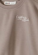 Brown crew neck sweatshirt with embroidered "California Los Angeles Club" design for kids aged 7-15 years.