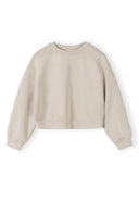 Beige girls sweatshirt with crew neck, long sleeves, and a relaxed fit showcasing a simple, modern design style.