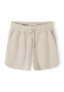 Beige girls shorts with elasticated waist and drawstring, soft fabric offering comfortable design for kids aged 7 to 15 years