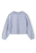 Girls light blue sweatshirt with crew neck and ribbed cuffs featuring a simple, stylish design for kids fashion.